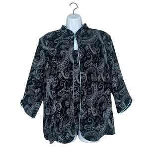 Alex Evenings 2X Black Paisley 2pc Jacket Tank Set Plus Formal Glitter